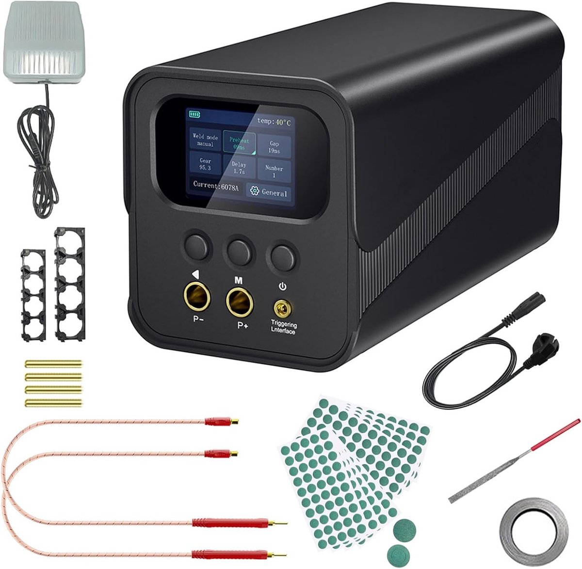 Accu puntlasmachine met 2.0 inch kleurenscherm - voor 0.4 mm koper/nikkel/staal - direct gebruik met accessoires - SnelShoppen