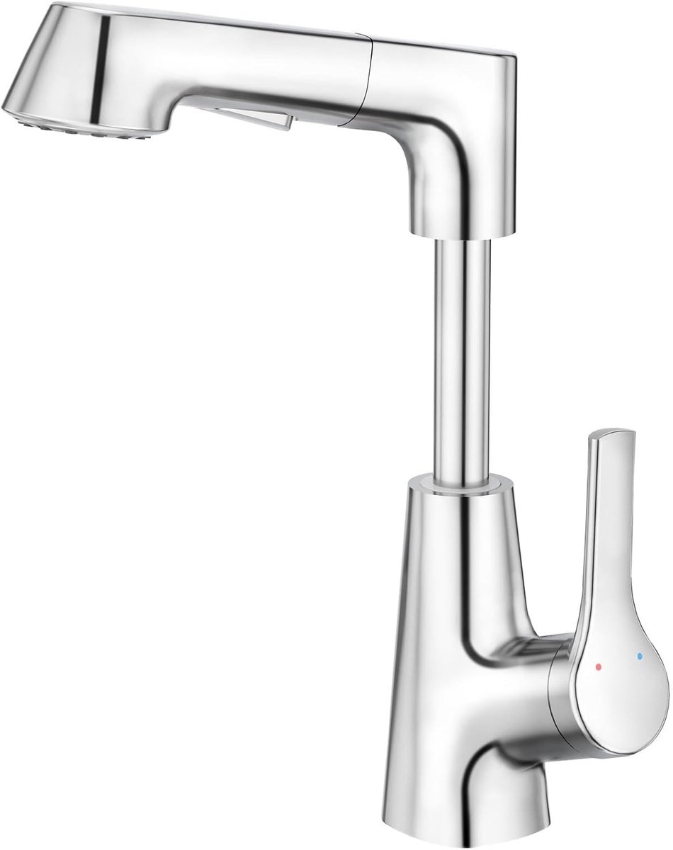 Bathroom Sink Fittings Single Lever Mixer Tap with Height Adjustment and Extendable Chrome Glossy - ShopVlot