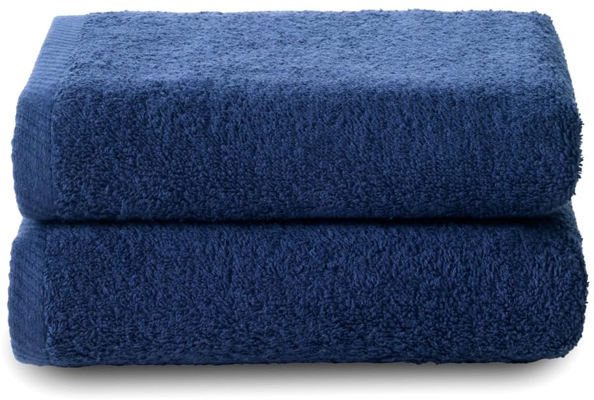 Top Towel Plus - grote badhanddoeken - 2 handdoeken of wastafels, 50 x 100 cm, 100% katoen, marineblauw - ShopVlot
