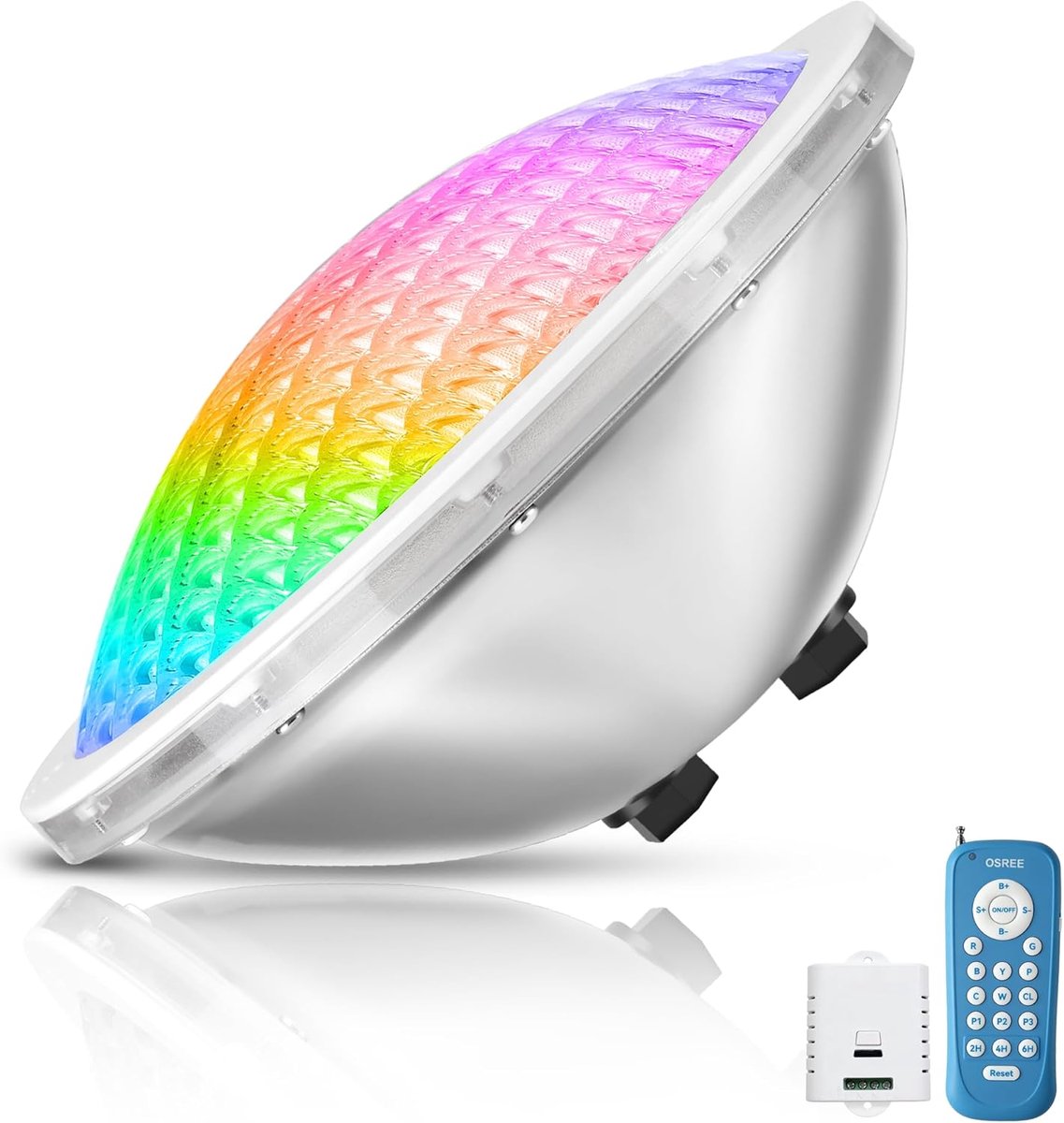 30W RGB Swimming Pool Lights LED PAR56, Pool Lamp 1200lm Multicolour with Remote Control, Timer 2/4/6H, Stainless - ShopVlot