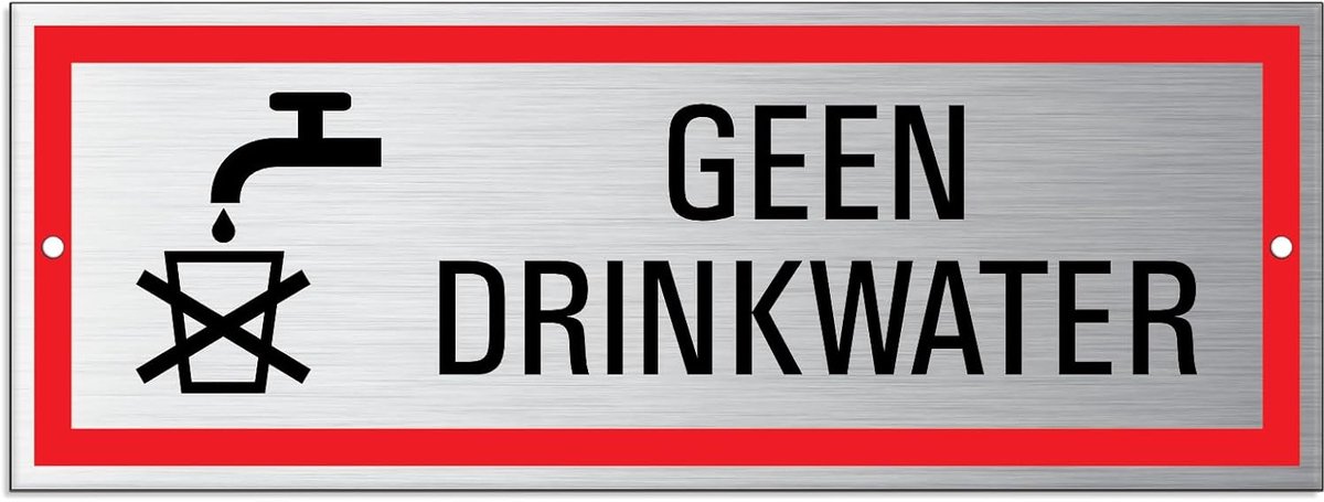 Plaats geen drinkwater - 175 x 65 cm - Aluminium - Zelfklevend - Duidelijke waarschuwing - ShopVlot
