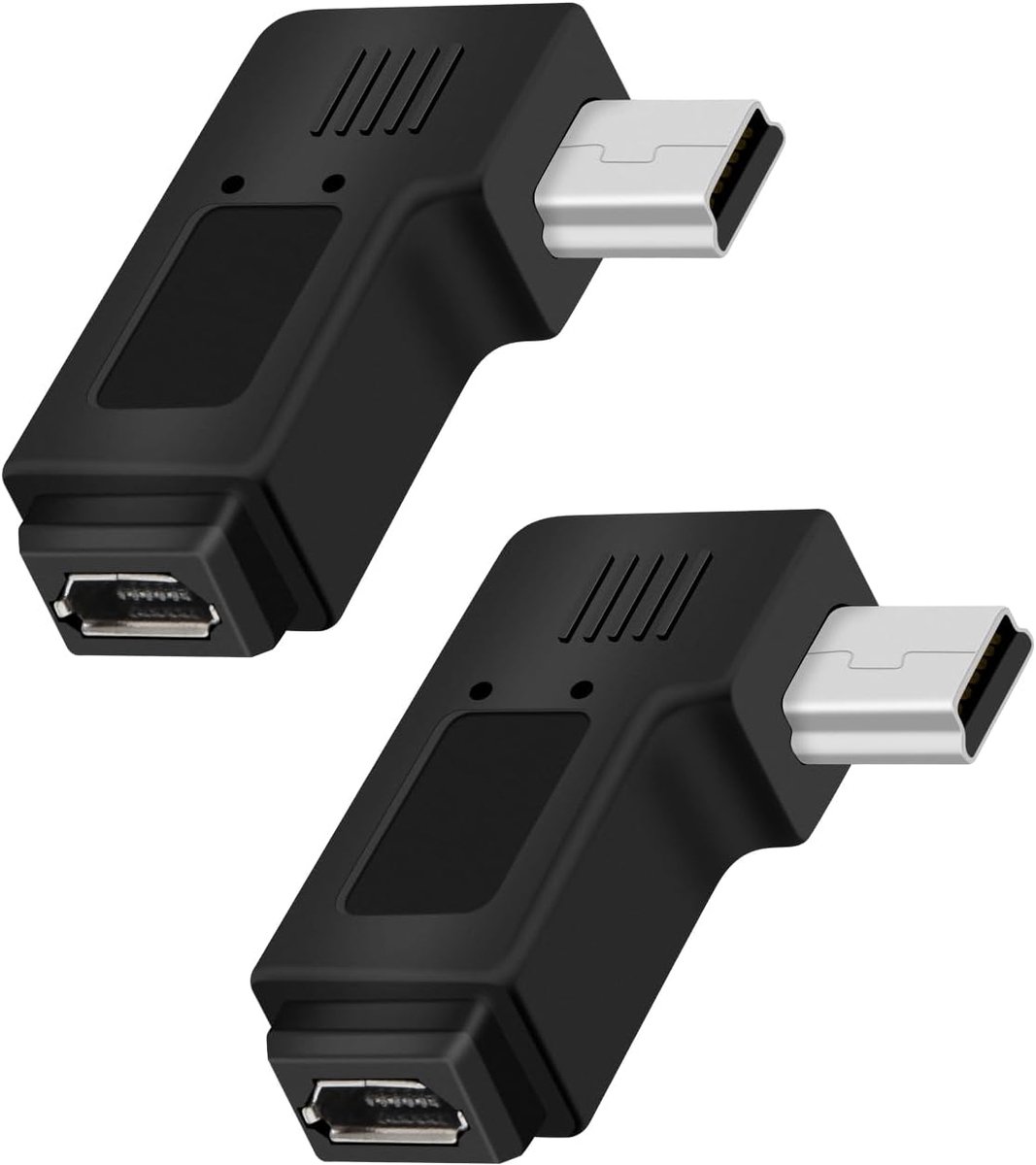 Mini USB naar micro USB adapter - linkse hoek 90 graden - ondersteunt opladen en dataoverdracht - ideaal voor dashcams - ShopVlot
