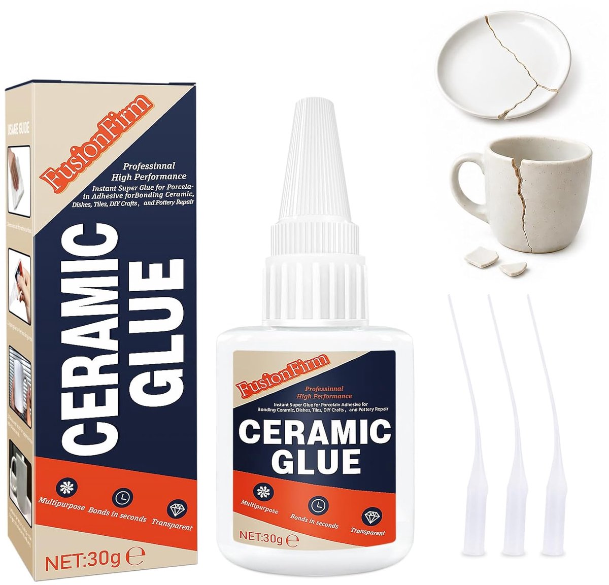 Ceramieklijm 30 g - extra sterk - hittebestendig - ideaal voor het repareren van servies - ShopVlot
