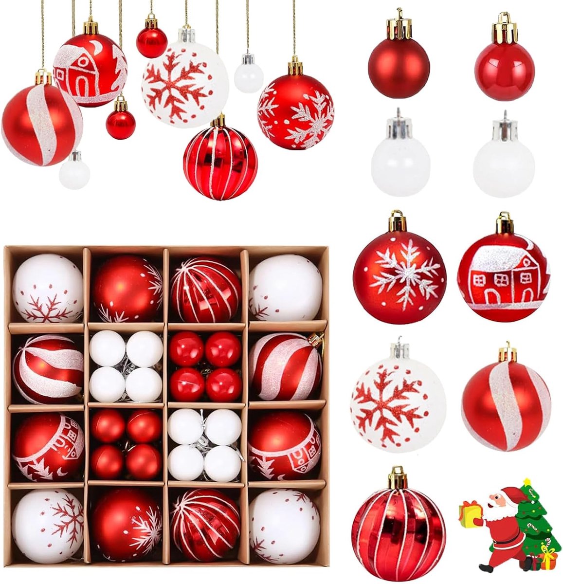 Kerstballen 44 Stuks - Plastic - Sprankelend - Voor Binnen en Buiten Gebruik - ShopVlot