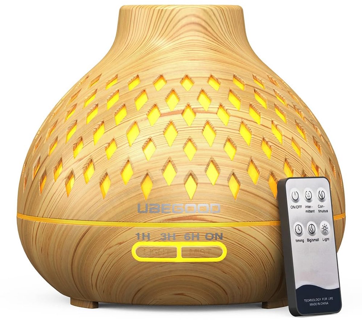 Aromadiffuser 400 ml - ultrasone luchtbevochtiger - met afstandsbediening - creëer een ontspannen sfeer - ShopVlot