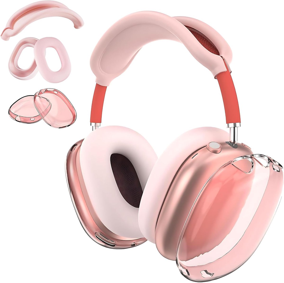 Hoofdtelefoon accessoires 3 in 1 - silicone en TPU - kras- en zweetbestendig - bescherm je Max (Roze) - ShopVlot
