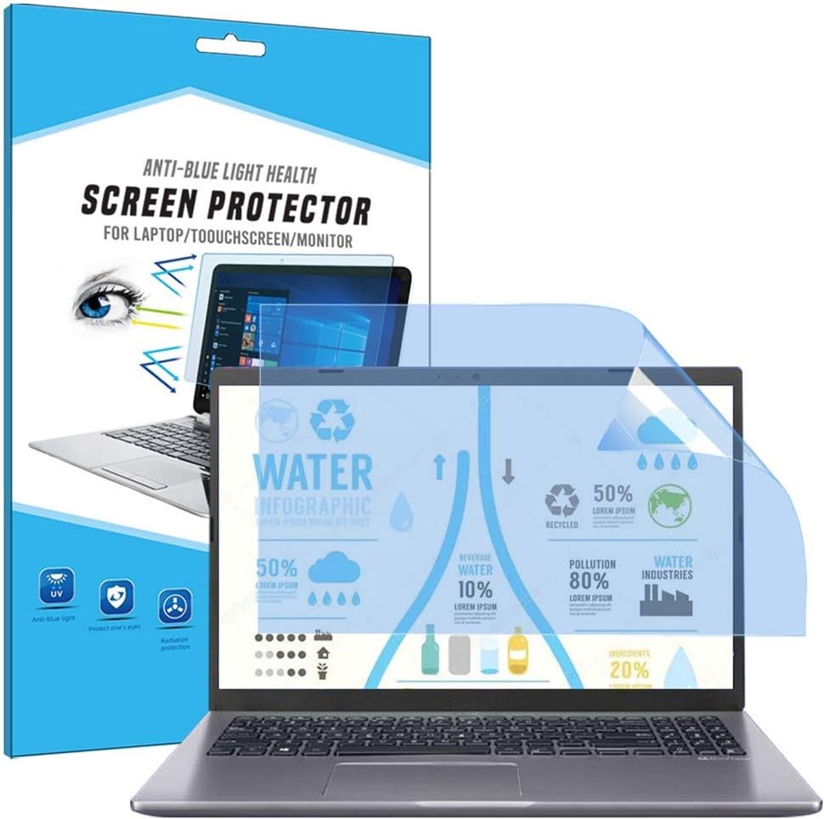 Laptop screen protector 13.3 inch - anti-blauw licht - premium kwaliteit - oogbescherming - ShopVlot