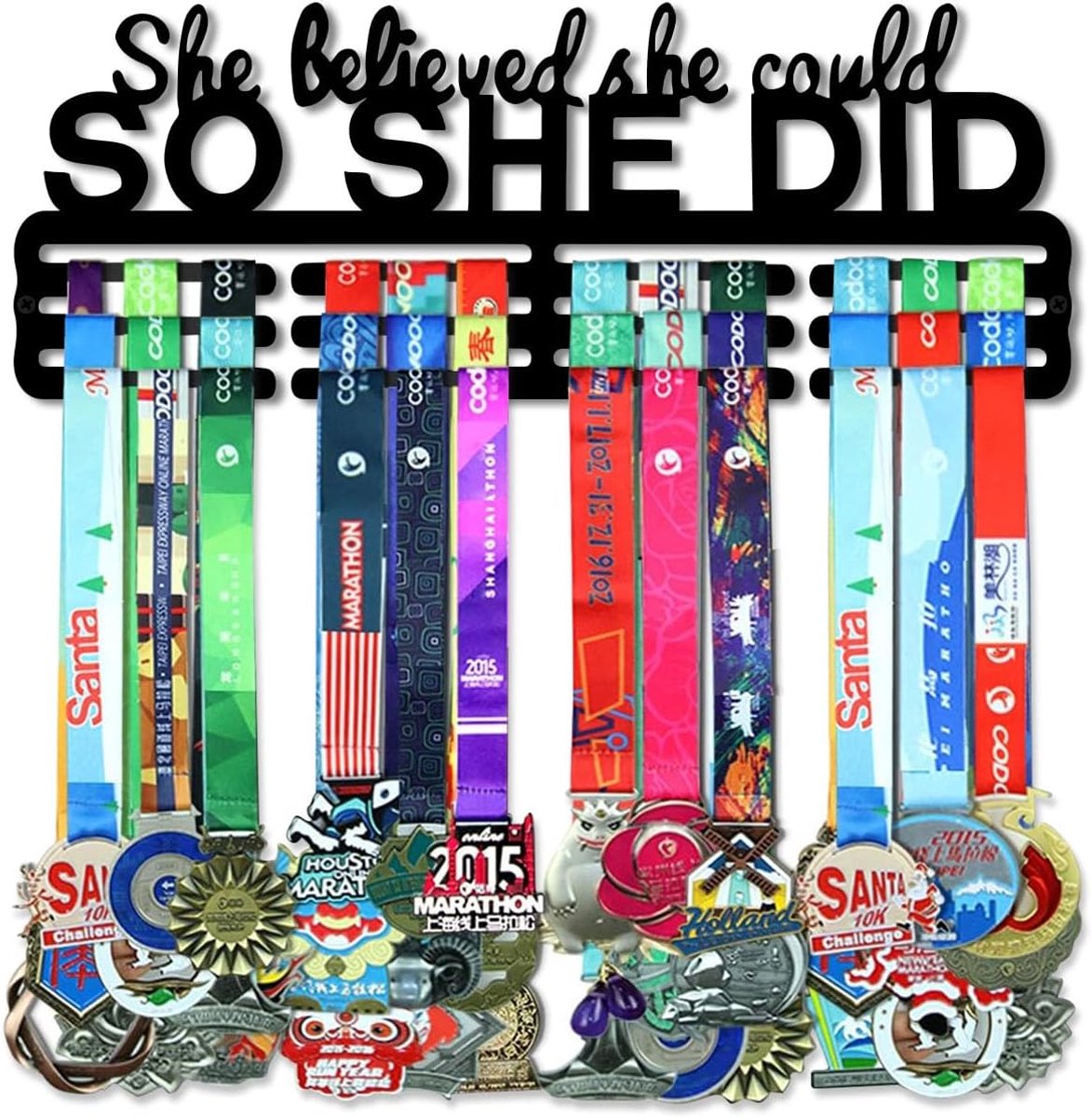 Medaillehouder 40x18cm - Stalen frame - 3 lagen met haken - Perfect voor sportmedailles - ShopVlot