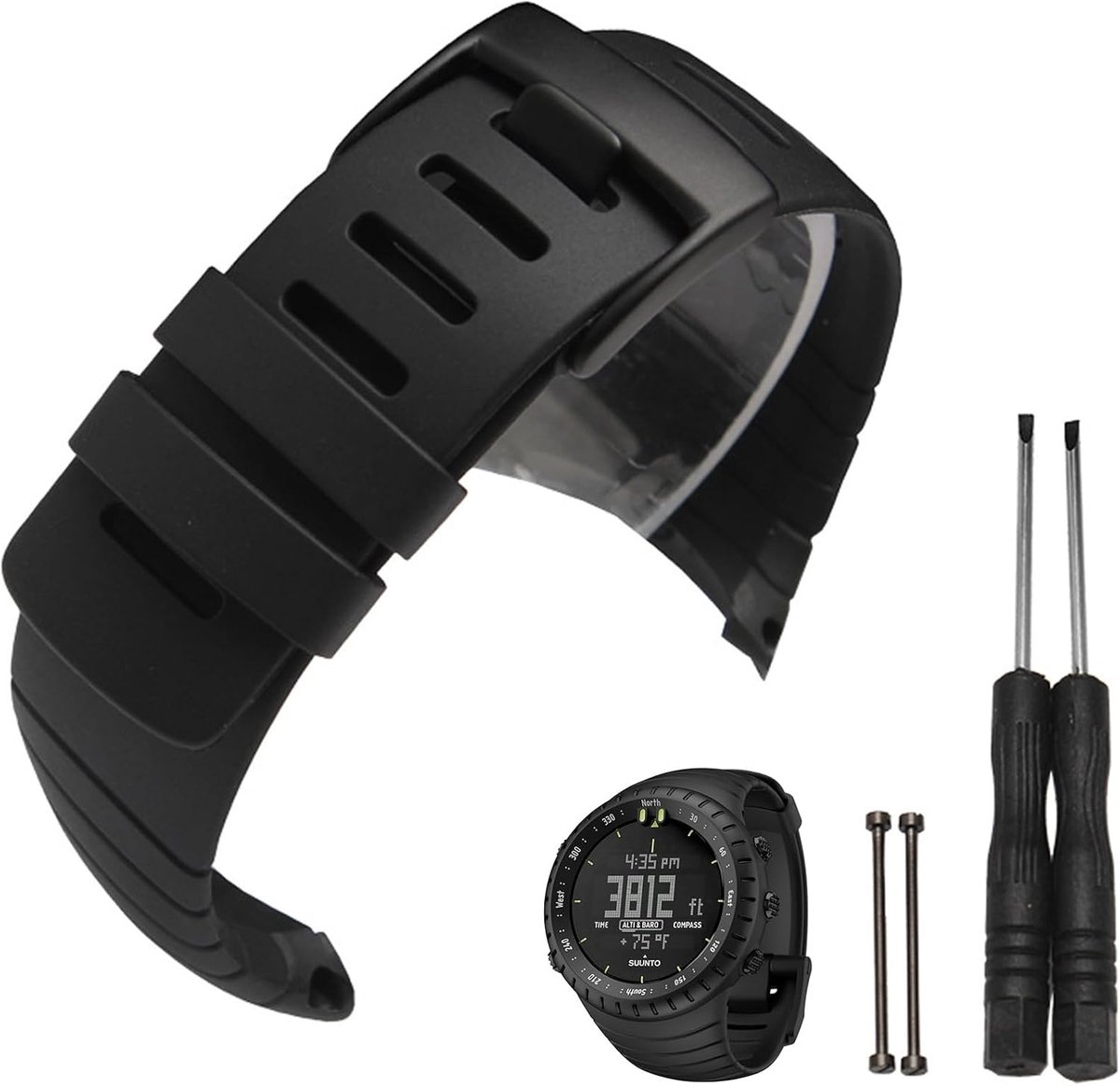 Horlogeband voor Suunto Core - Rubber vervangband - Zwart - Duurzaam en comfortabel - ShopVlot