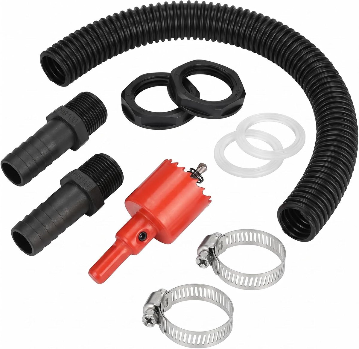 Regenton verbindingsset 25 cm - kunststof - eenvoudig te installeren - ideaal voor regenwateropvang - ShopVlot
