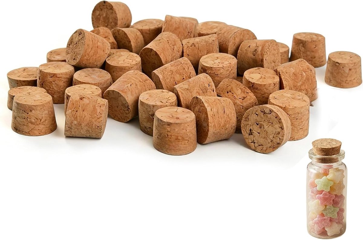 Kurkbits voor testbuizen en flessen - set van 120 stuks - natuurlijk hout - veilig bewaren van monsters - ShopVlot