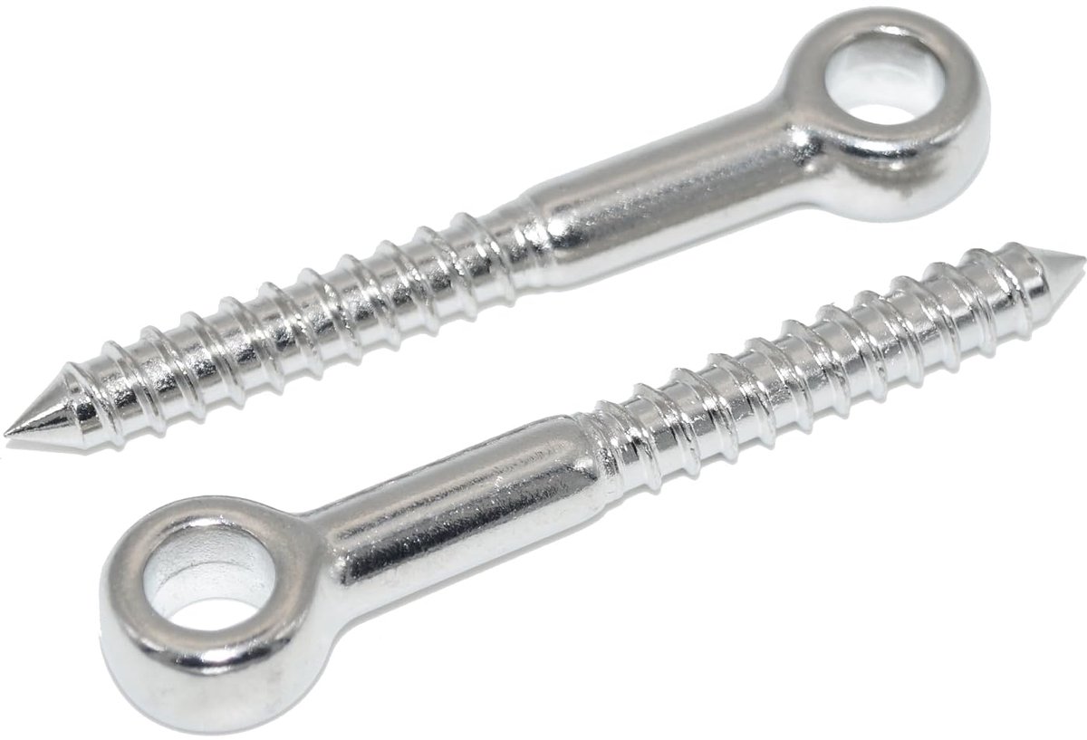 Ringbouten met houtschroef 6X40 - roestvrij staal A4 - zoutwaterbestendig - ideaal voor vochtige omgevingen - ShopVlot