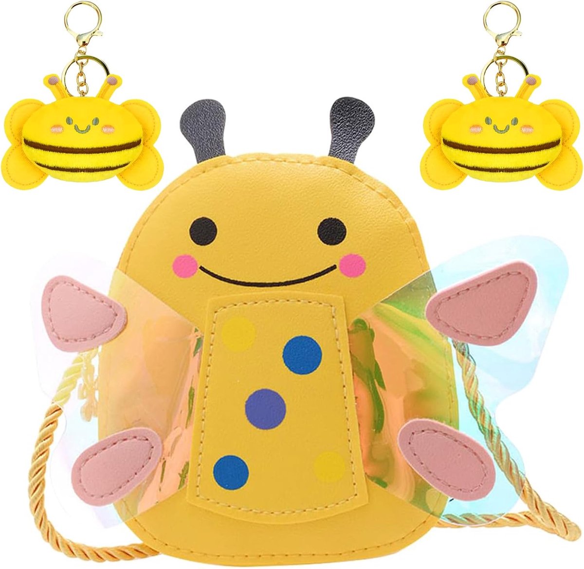 Schoudertas voor meisjes - PU leren bijen design - Met 2 bijen sleutelhangers - Ideaal voor avontuurlijke kinderen - ShopVlot
