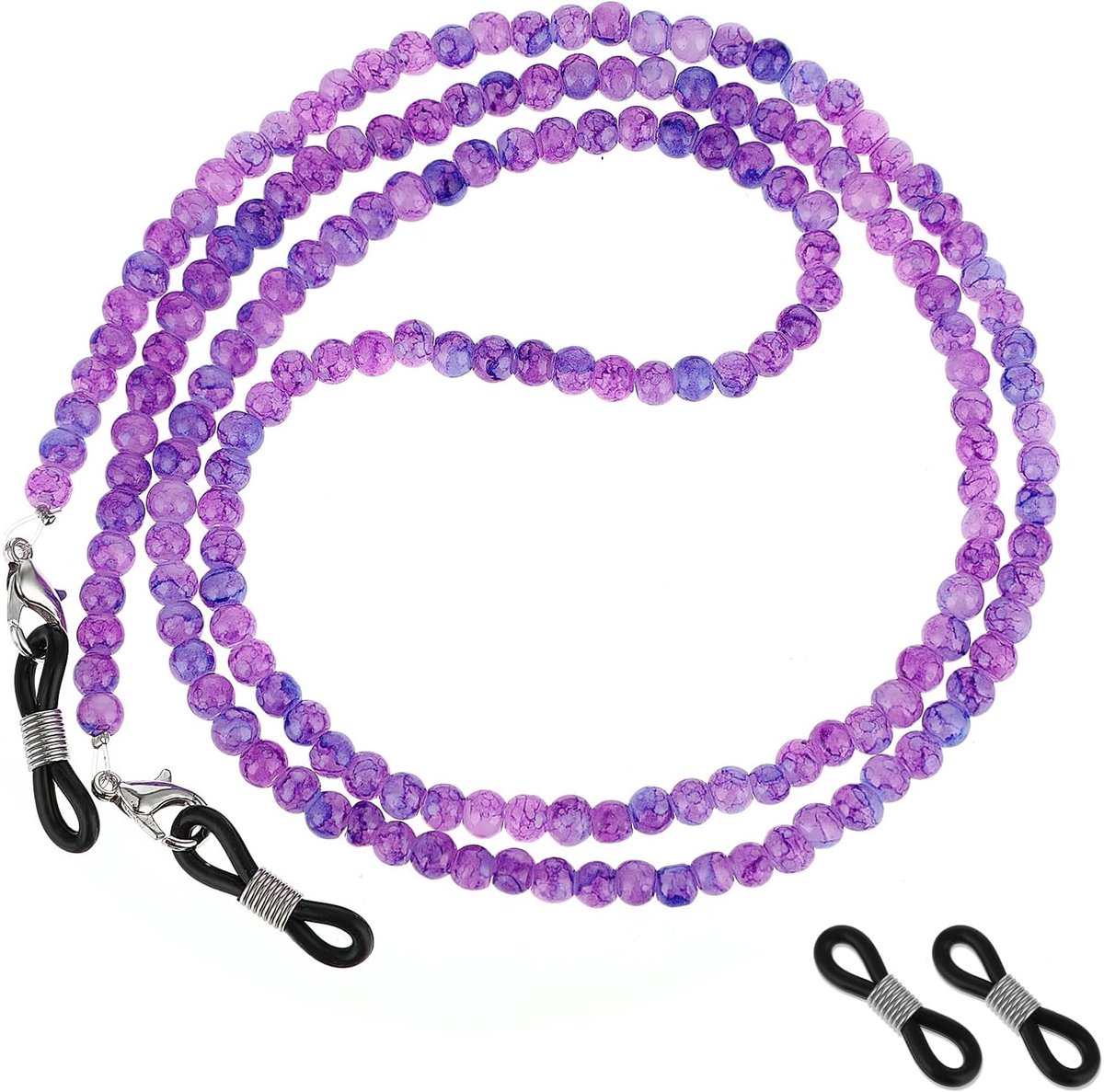 Thijox - Molain Brillenketting voor Dames - Kleurrijke Kralen Brillenhouder met Antislip Siliconen Gespen - Universele Brillenband voor Dames en Heren