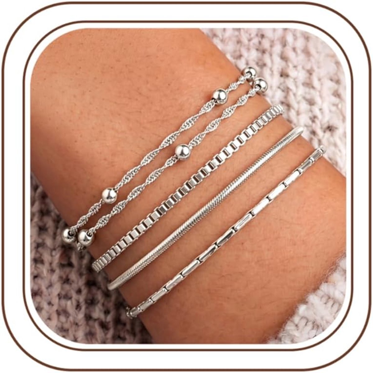 Enkelbandjes 4 Stuks - Verstelbaar RVS - Hypoallergeen - Perfect voor op het strand - SnelShoppen