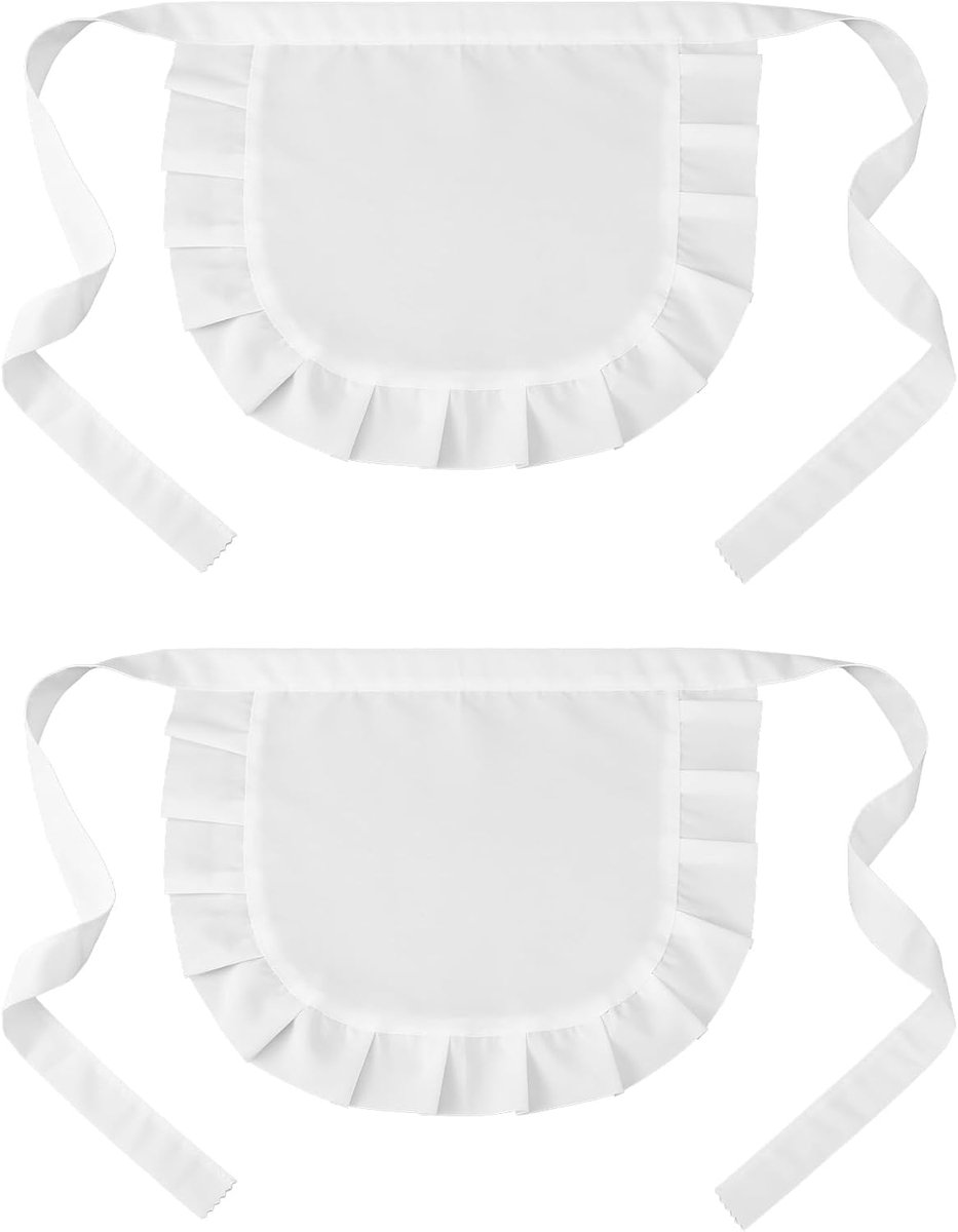 Keuken Schort Rimpel - Wit - Verstelbare Taille - Ideaal voor Koks en Feesten - SnelShoppen
