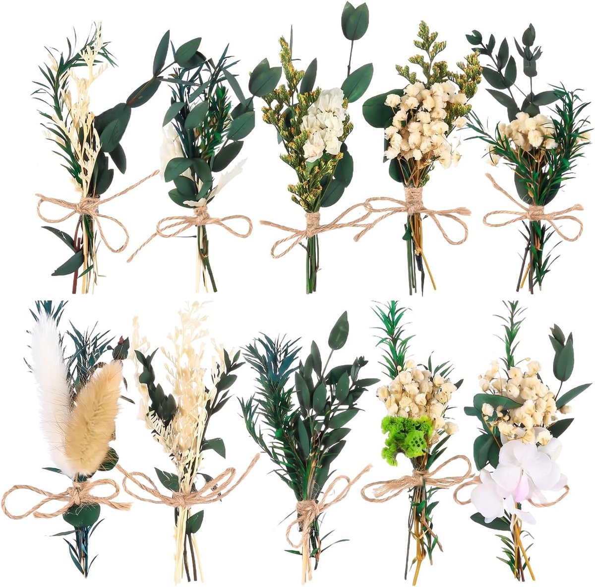 Kunstbloemen boeket 12 stuks - kleine gedroogde bloemen - blauw - perfect voor decoratie - SnelShoppen