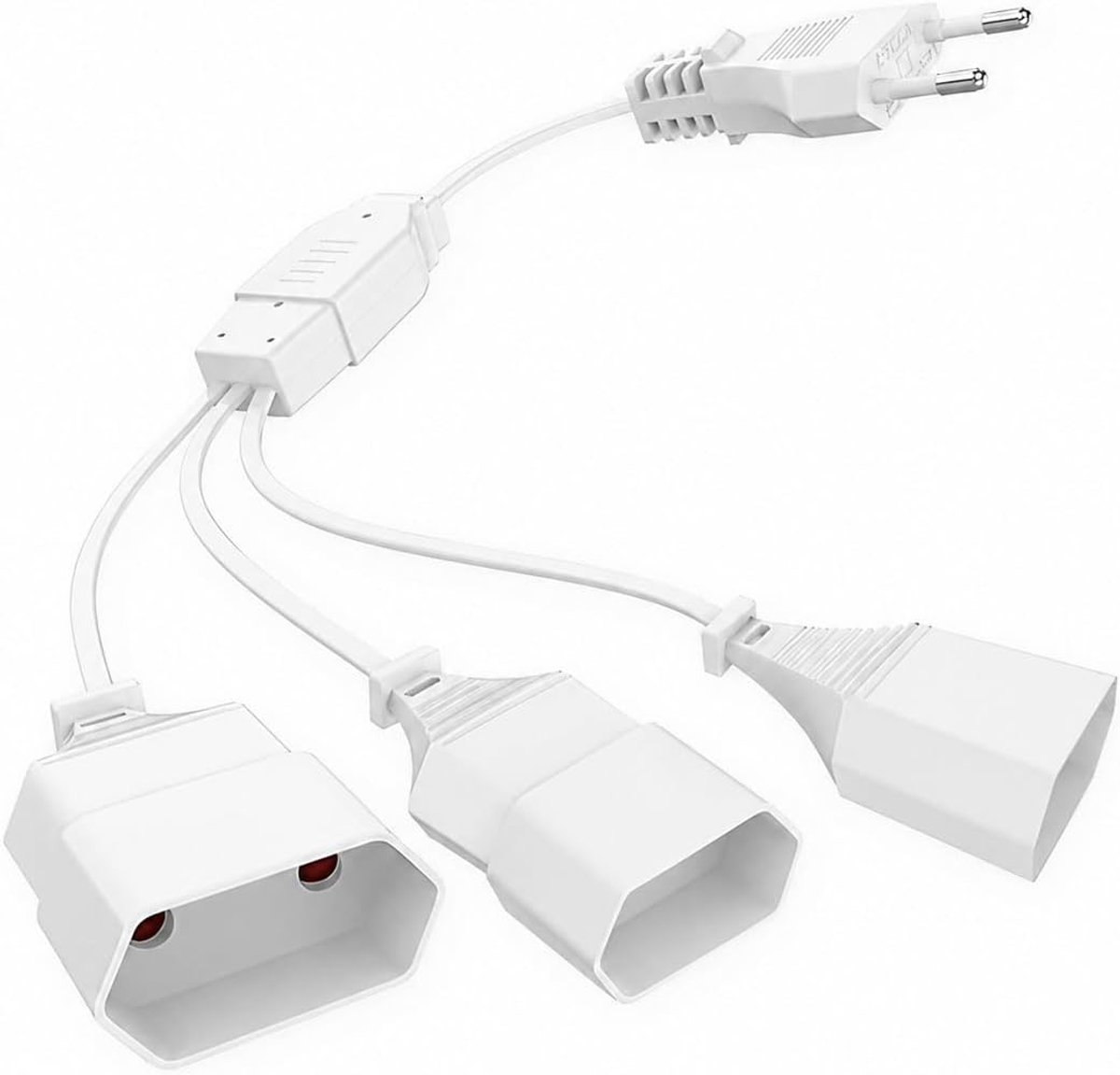 Verlengsnoer 2 m - 3-in-1 Euro Plug naar dubbele Type C aansluiting - Dun verlengsnoer met platte stekker - SnelShoppen