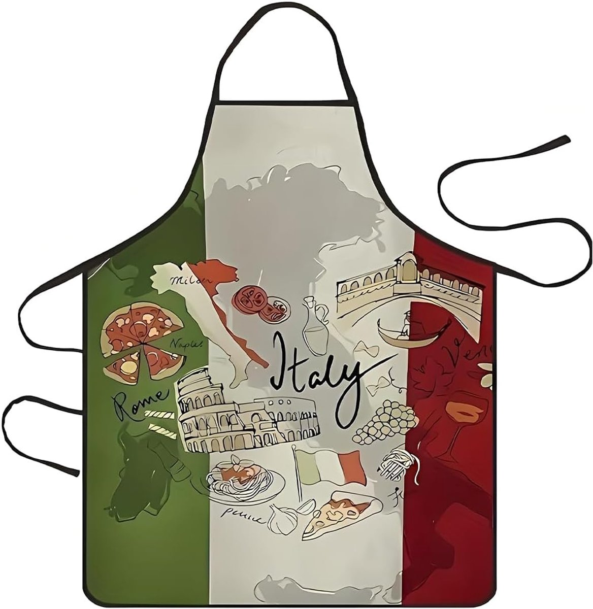 Keukenschort voor heren 60 x 80 cm - Pizza-stijl - Verstelbaar - Grappig feestcadeau - SnelShoppen