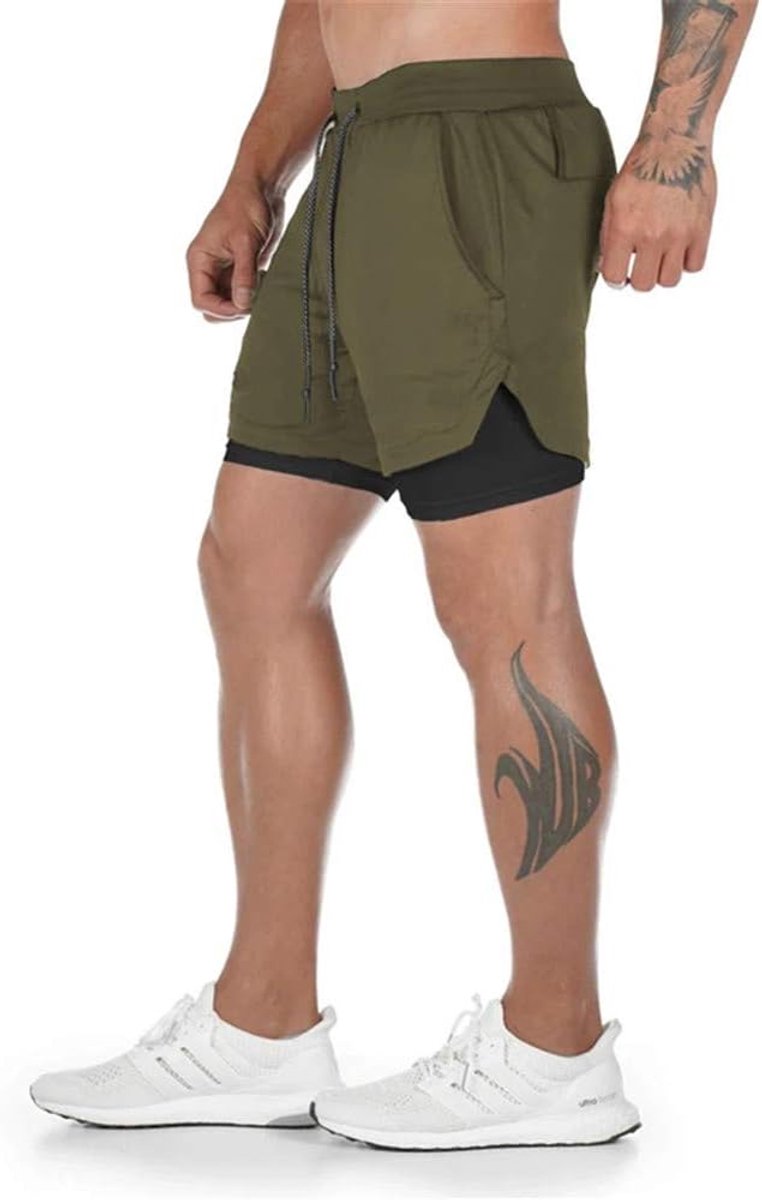 Hardloopshorts voor heren - 2-in-1 ontwerp - geïntegreerde zakken - ideaal voor fitness - SnelShoppen
