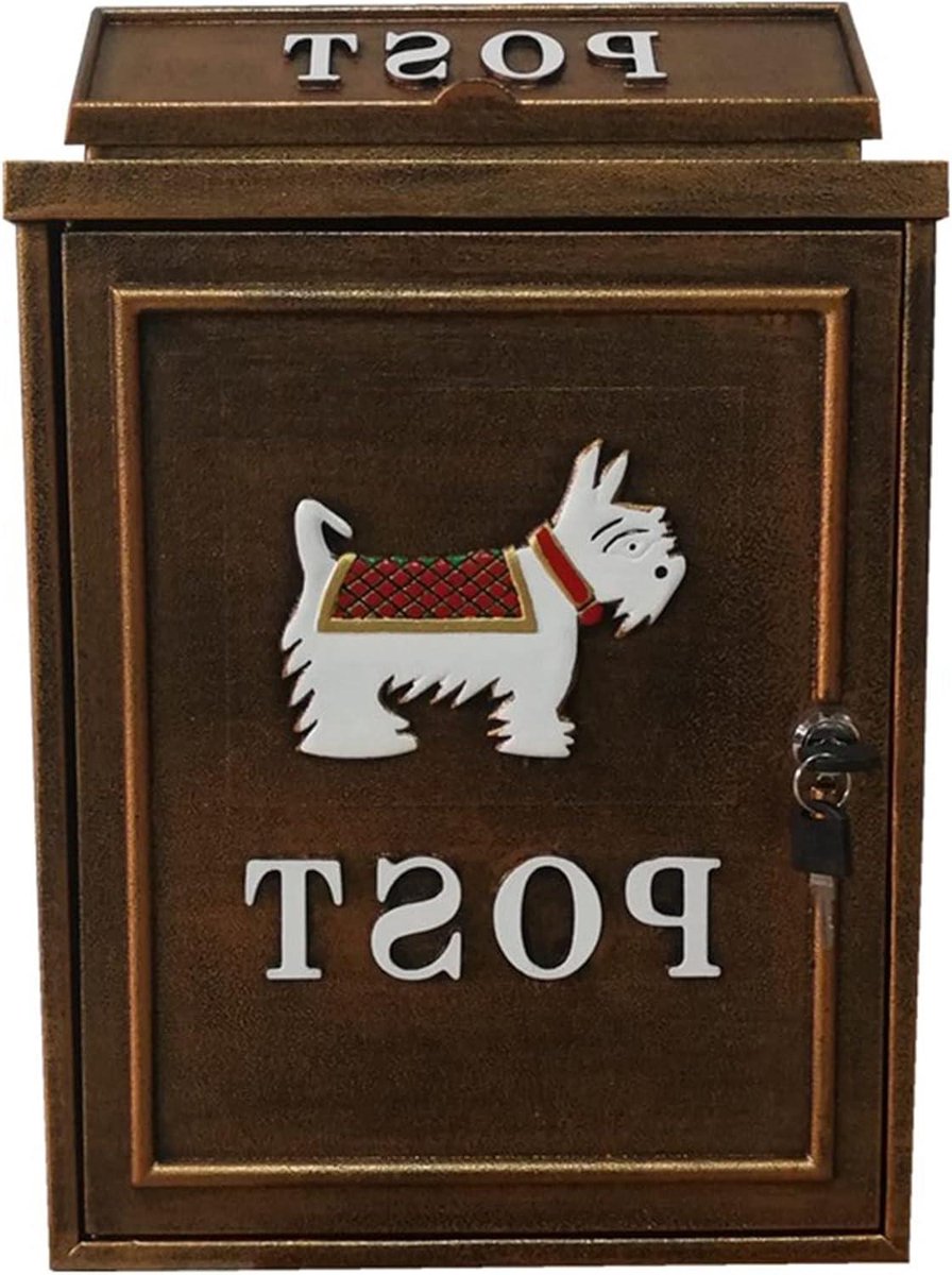 Wandbrievenbus - Brievenbus Buiten - Post Ontvangen - Afsluitbaar met 2 sleutels - 28.4 x 12.5 x 41 cm - Brons