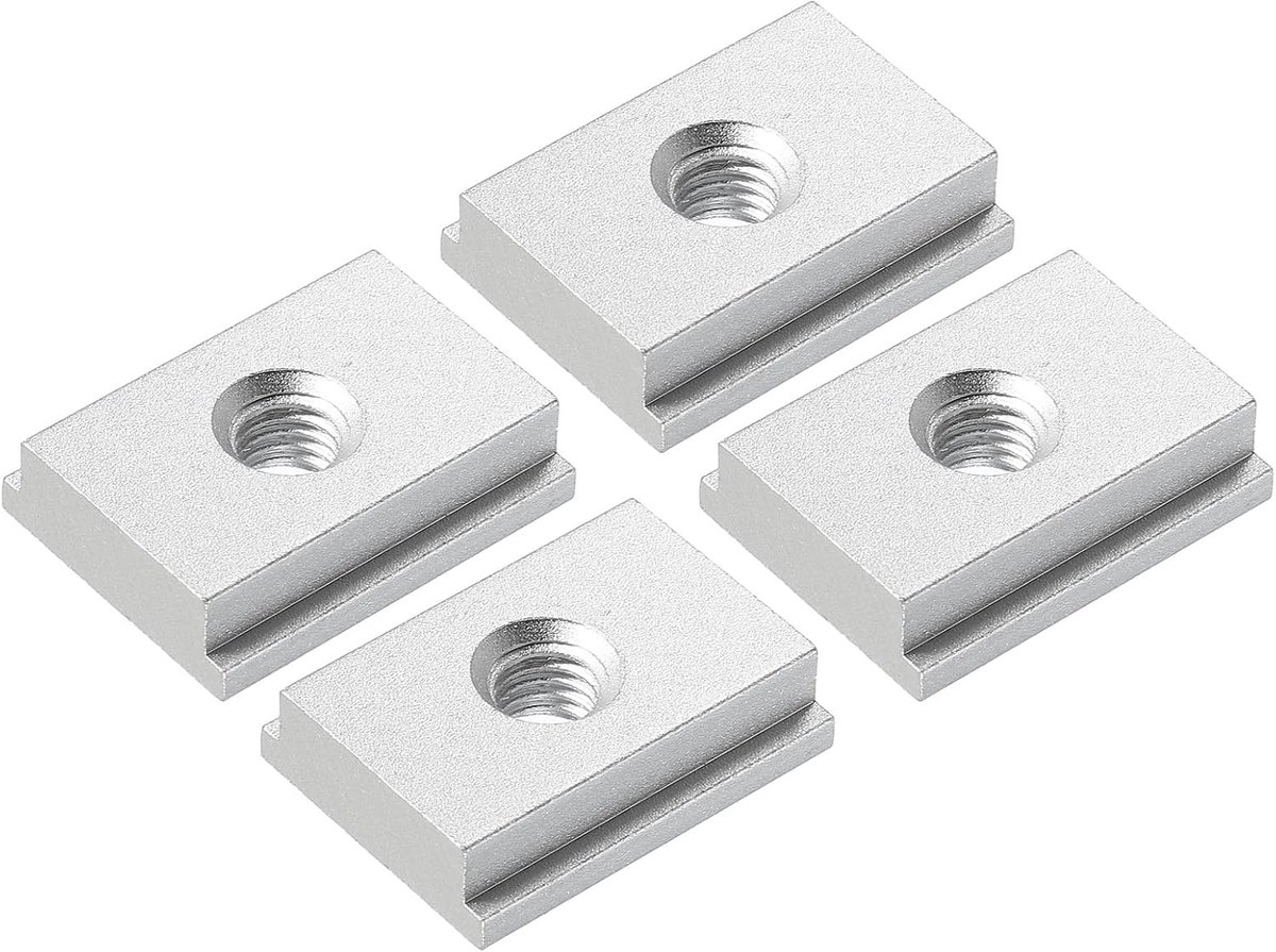 Aluminium t-track (10 stuks, 1,2 inch, M8, zilver) - T-schuifregelaar voor T-sleuf verstekschuif, dubbelgesneden en voorgeboorde montagegaten, toepassen op houtbewerking/armaturen/crosscut