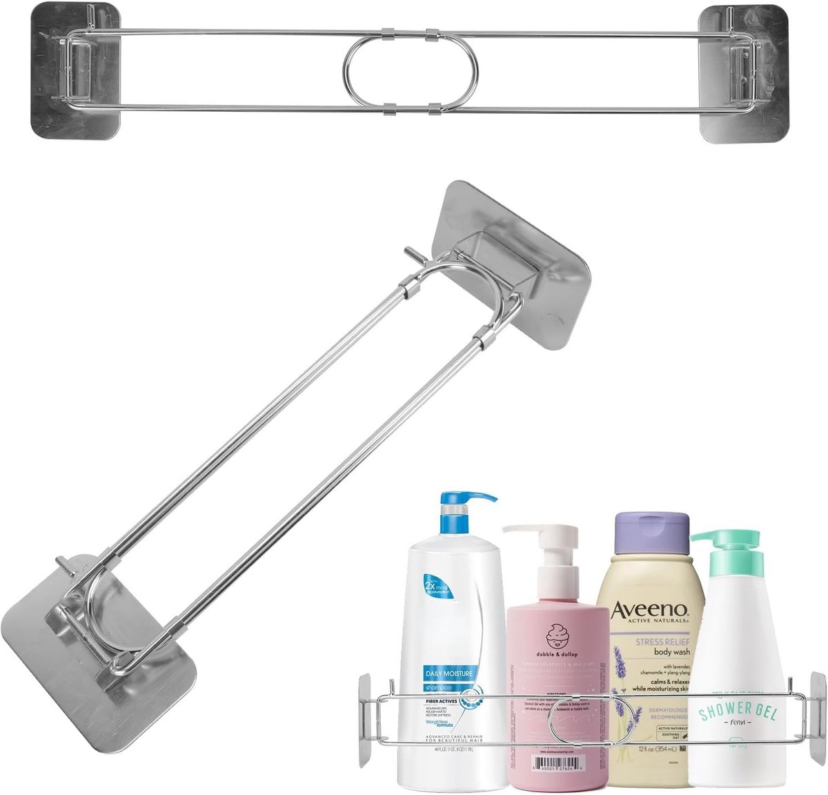 2 stuks RV douche hoek opslag bar - lengte 20 - 34 cm verstelbare roestvrijstalen staaf voor hoek rekken in campers, RV badkamer organisatie reizen trailers accessoires