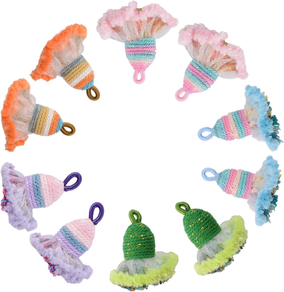 Kwastjes Hangers, 10 Stuks Kleine Katoenen Kwastjes Bulk, Meerkleurige Sleutelhanger Kwastje Ornamenten Voor Banner Sieraden Maken DIY Craft Woondecoratie