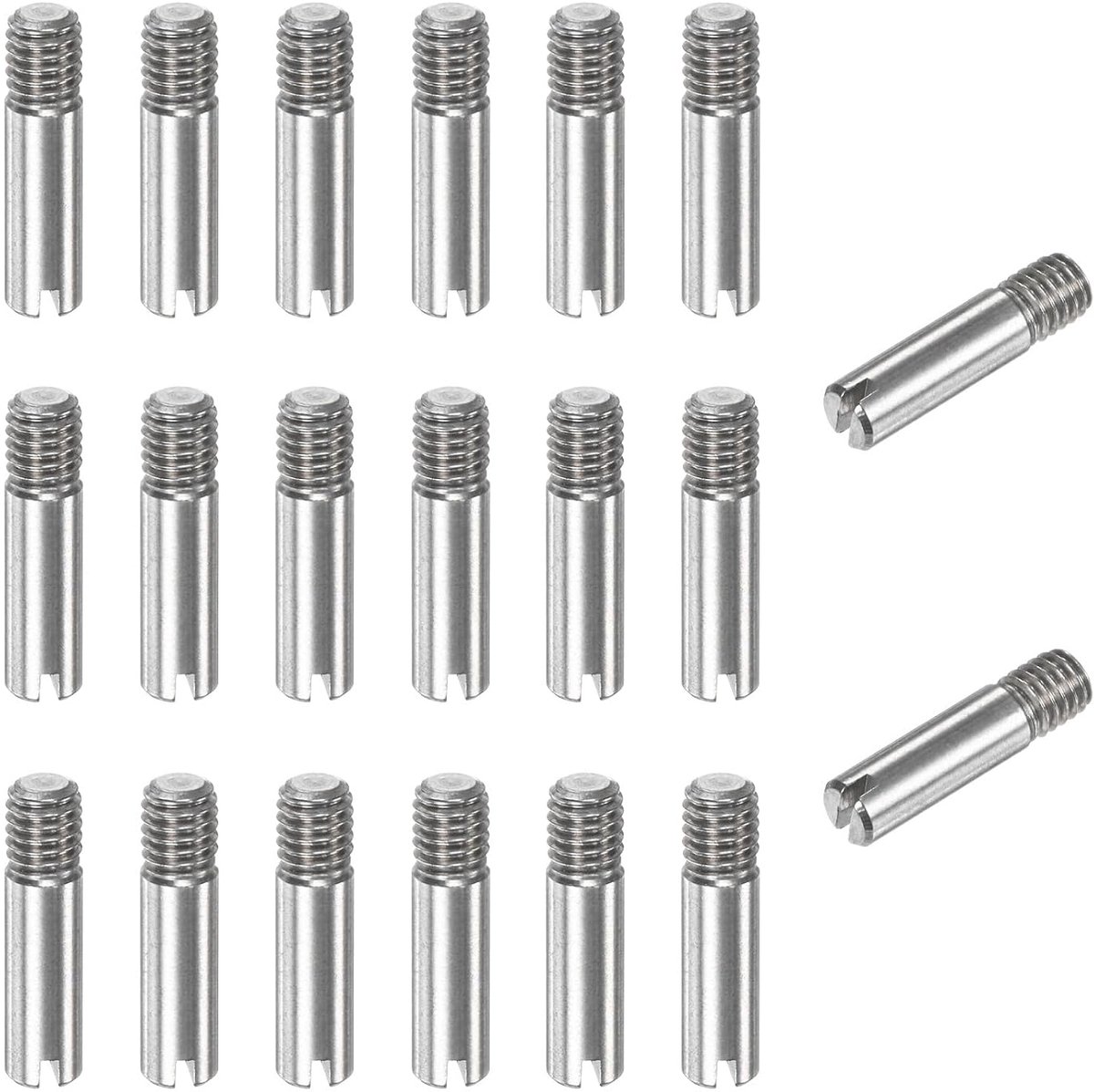METERXITY Cilindrische sleufstift met buitendraad, 304 roestvrij stalen positioneringsstift M3 x 12 mm voor metalen apparaten, zilverkleurig, verpakking van 20 stuks