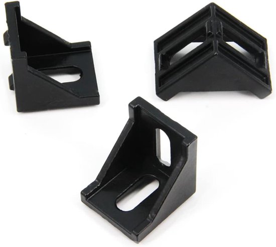 10 stuks 4040 hoekhoek zwart rechthoekig met M6 schroeven 4040 serie voor sleuf 8 mm aluminium extrusieprofiel accessoires (4040 serie zwart met moer) — afbeelding 4