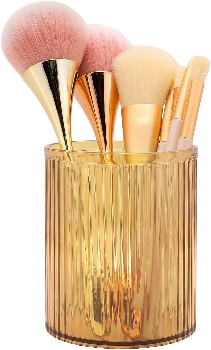 Grote capaciteit make-up borstelhouder, acryl make-up borstel beker, vintage gestreepte make-up organizer houder voor ijdelheid, badkamer aanrecht, tandenborstelhouders, pennenhouder voor