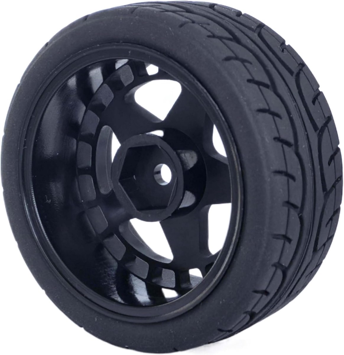 RC-auto rubberen banden en 52 mm nylon velgen voor 1/10 RC On Road Touring Racing Drift Car (B, zwart)