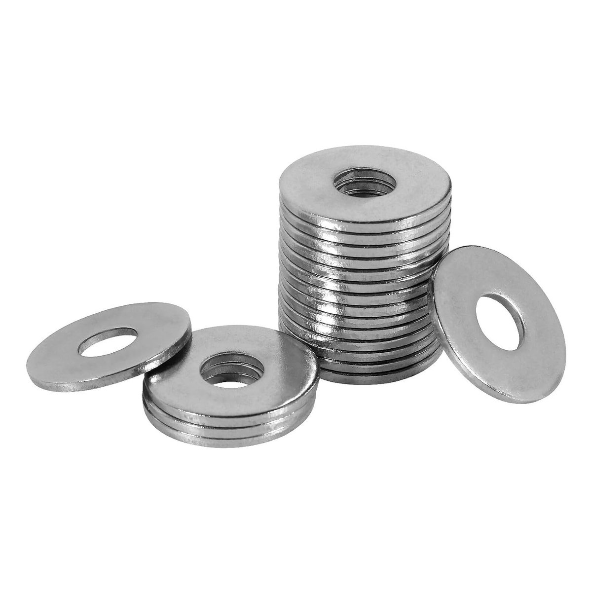 sluitringen M4 groot, FOMGIIN sluitringen roestvrij staal A2 V2A 304, carrosserieringen DIN9021 / ISO7093, sluitring M4 x 12 mm, 200 stuks, metalen ringen voor schroeven en moeren,