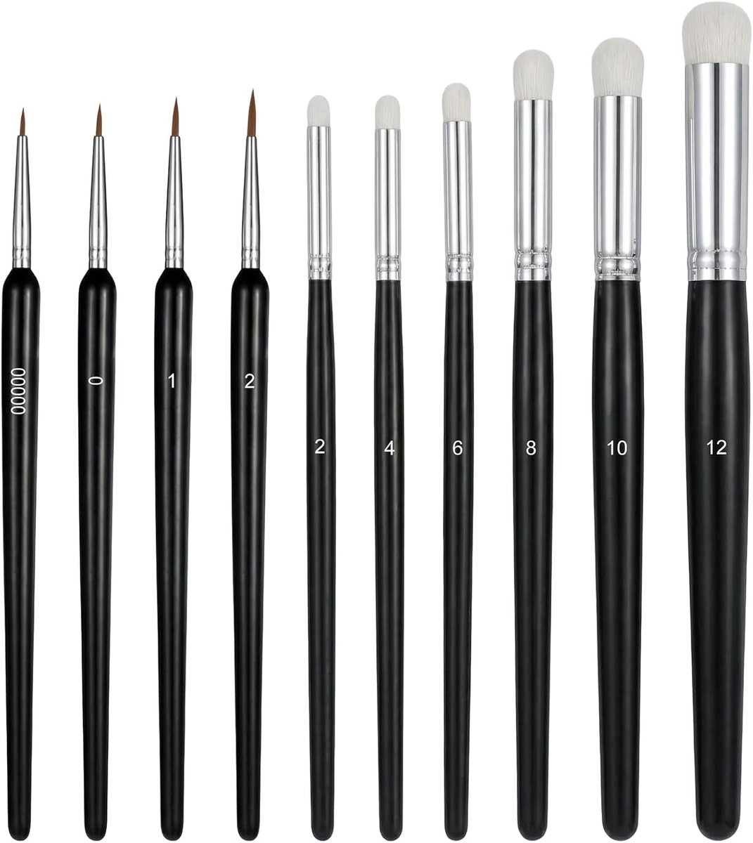 10-delige miniatuurkwastenset, professionele droogkwast en acryl-/olie-/aquarelpenseel voor gedetailleerd schilderen op canvas, modellen en kunstwerken, ideaal voor hobbykunstenaars, beginners en