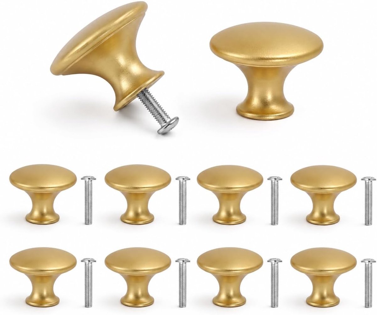 10 stuks vintage chique kastknoppen van messing antiek rond kastknoppen 30 mm voor laden, kasten en kasten, decoratieve deurknoppen met schroeven voor keuken en badkamer