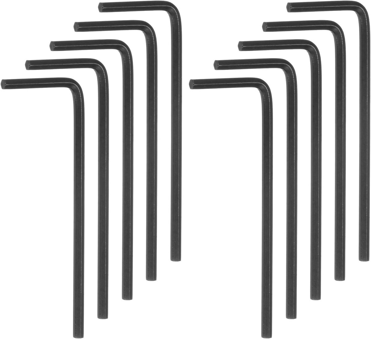 Zeskantsleutels, 10 stuks, metrisch, vorm L, 2 mm, reparatiegereedschap van chroom-vanadium-staal voor huisreparatie, zwart