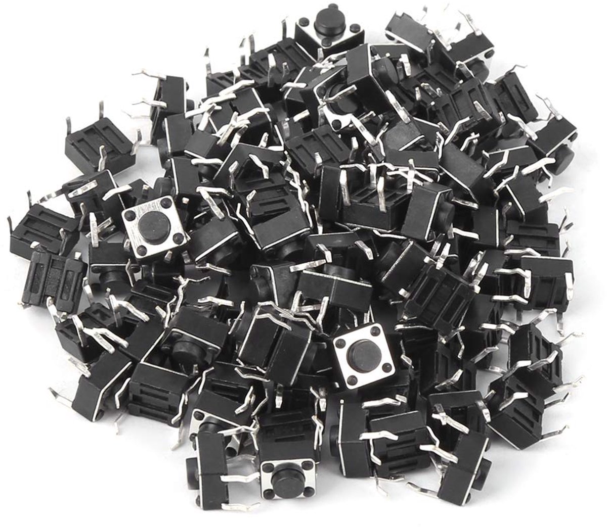 100 stks toetsschakelaar, kortstondige tactiele drukknopschakelaar mini micro toetsschakelaar accessoire 6 x 6 x 4,3 mm gebruikt in printplaat