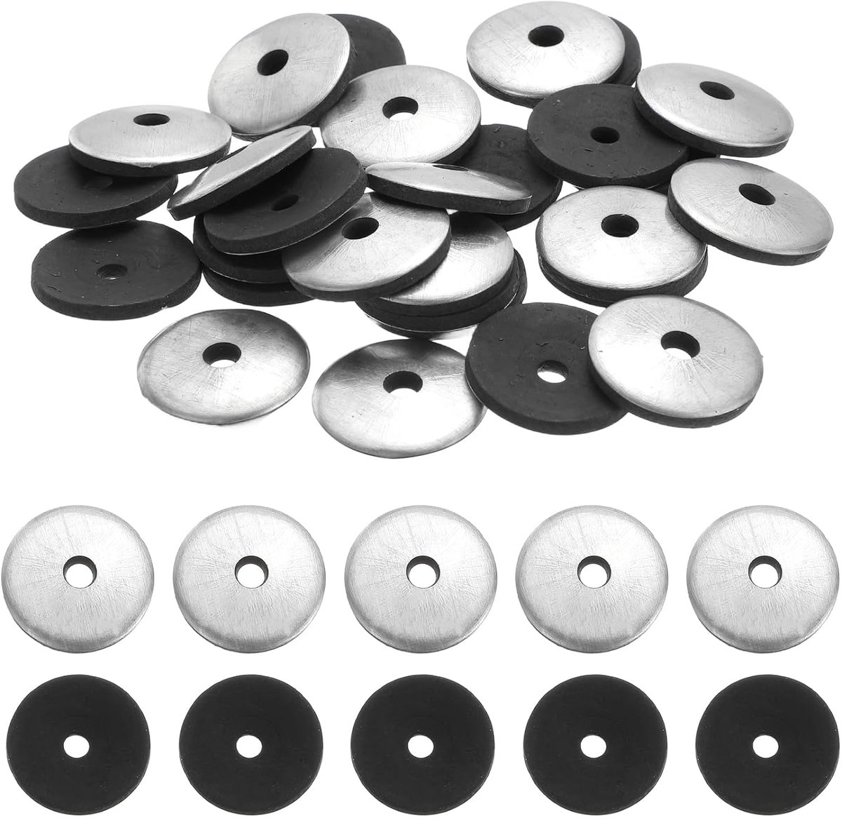 110 stuks koolstofstaal afdichtingsschijven met neopreen rubberen schijven, M4,8 x 25 mm, EPDM afdichtringen, set voor Spenglerschroeven, boorschroeven, plaatschroeven
