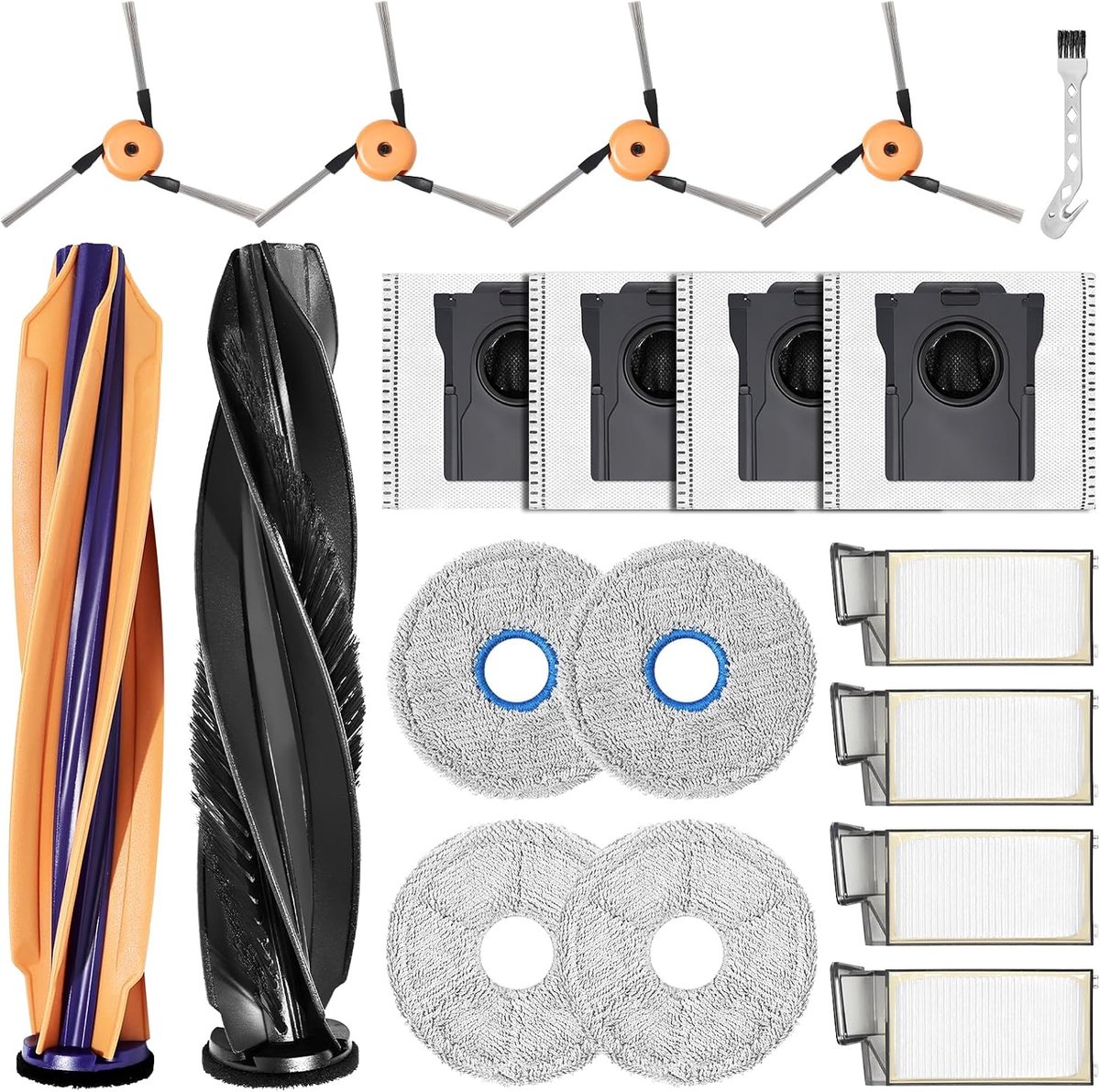 Accessoires voor Dreame X50s Ultra stofzuiger reserveonderdeel, 19 stuks | X50s Ultra Stofzuigerrobot, hoofdborstel, borstelrol, zijborstels, wisdoekjes, stofzak, HEPA-filter, reinigingsborstel