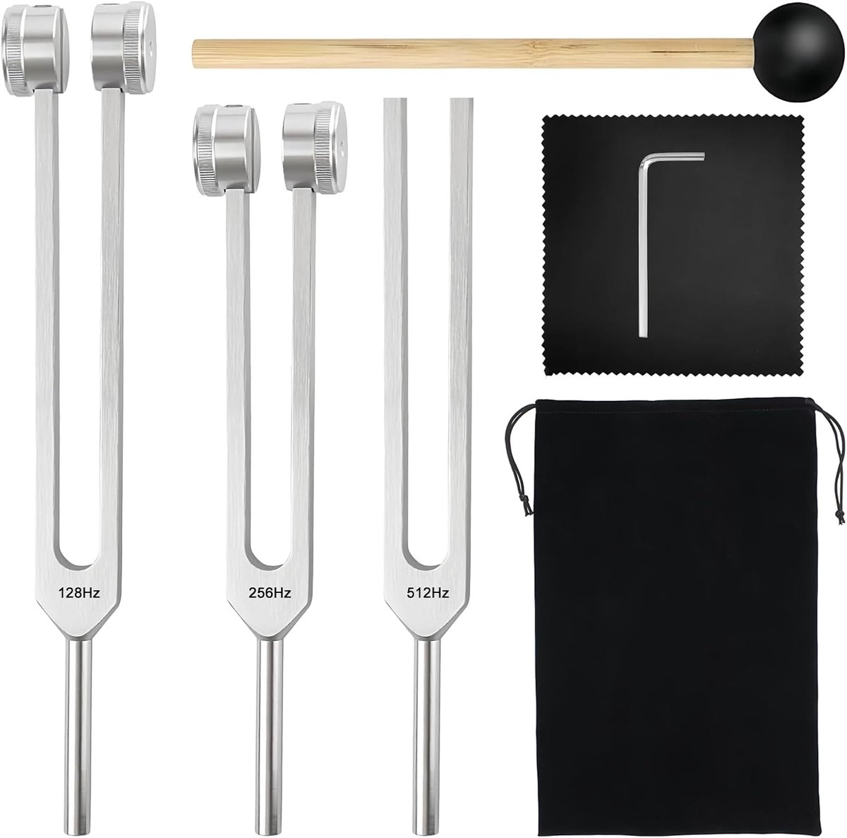 3 stuks 128, 256, 512 Hz stemvorken, therapie, stemvork, neurologie, aluminiumlegering, tuning vork voor genezing, klanktherapie, lichaam, geest en ziel genezing