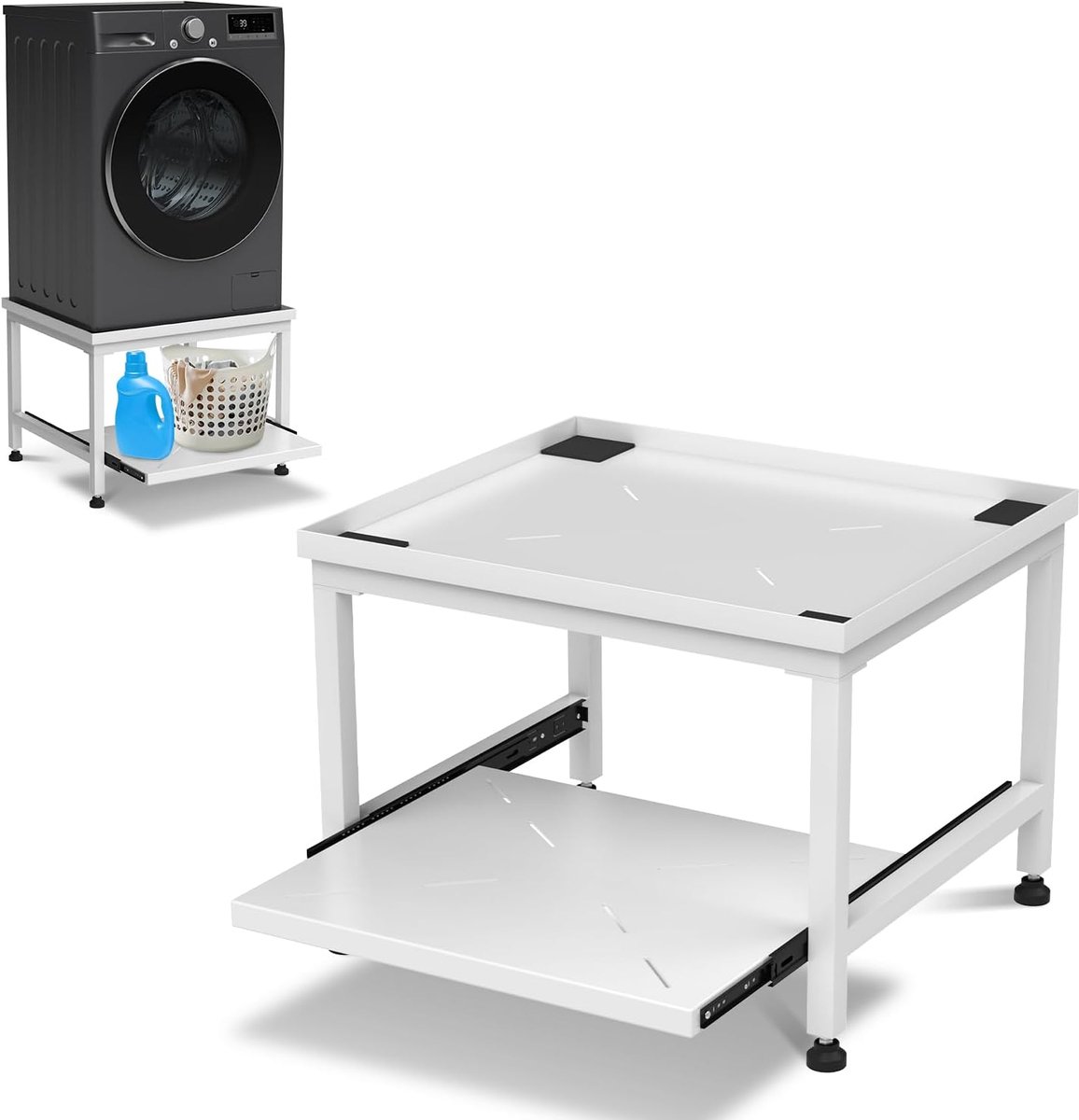 Wasmachineonderstel met uitschuifbare planken, verstelbaar platform voor trommelwasdrogers en vriezer frame