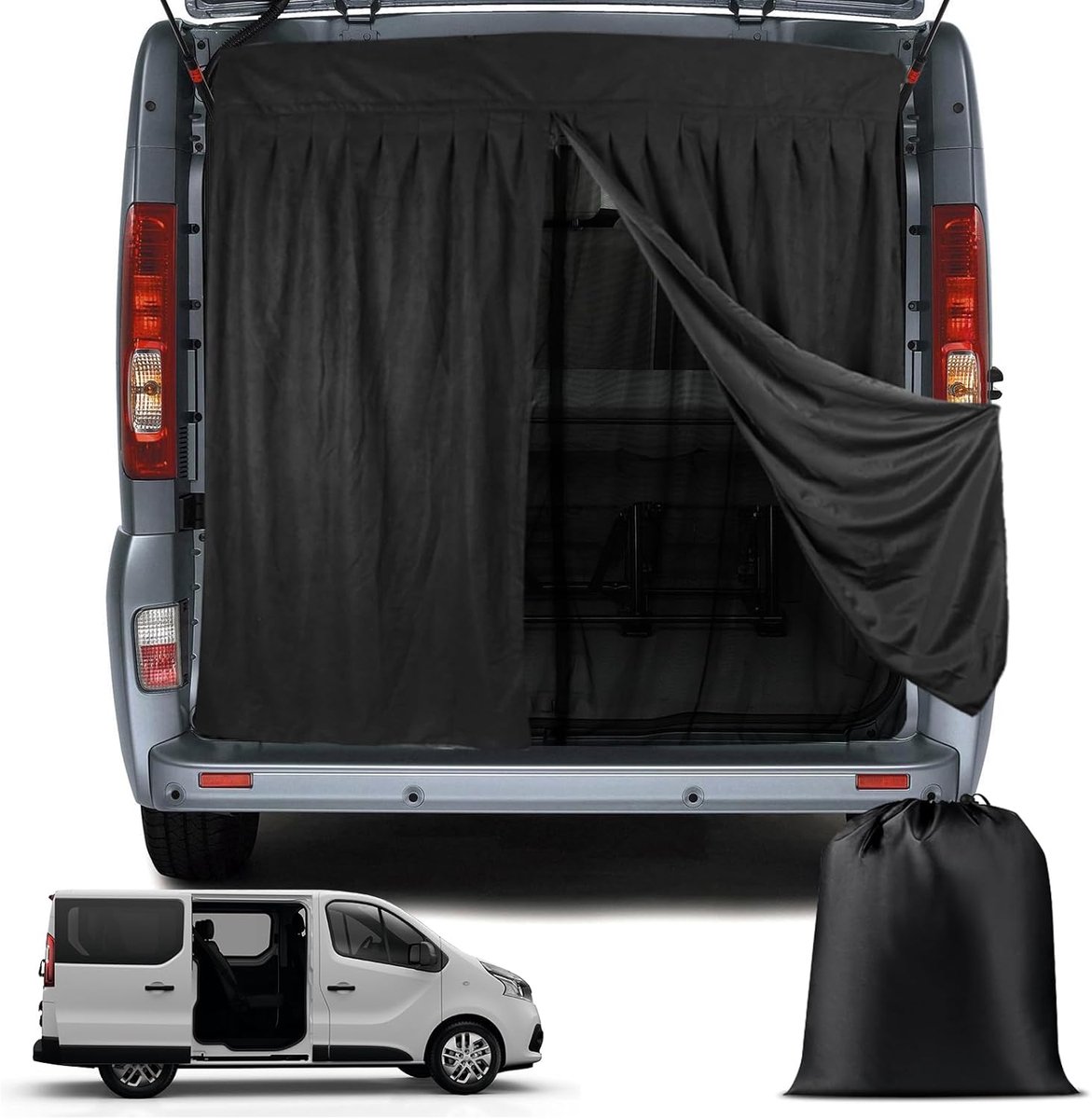 Vliegengaas voor camper, dubbellaags, speciaal ontwikkeld voor Viano, Vito, Renault Trafic, met ritssluiting in het midden van de deur, voor achterklep