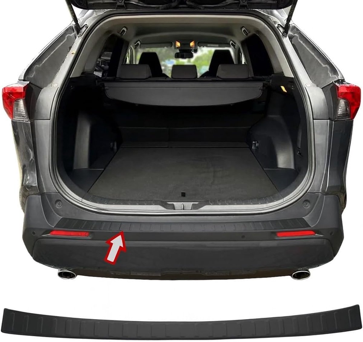 Ladekantenbescherming ABS, geschikt voor Toyota RAV4 5e generatie, bouwjaar vanaf 2018 - Matt zwart beschermstrip voor achterbumper, kofferruimte deksel
