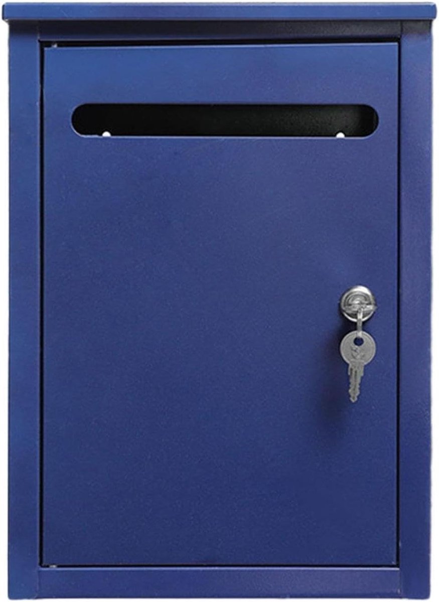 Brievenbus Wandmontage - Pakketbox Buiten - Post Veilig Ontvangen - Robuuste Constructie - 36 x 26 x 10 cm - Blauw