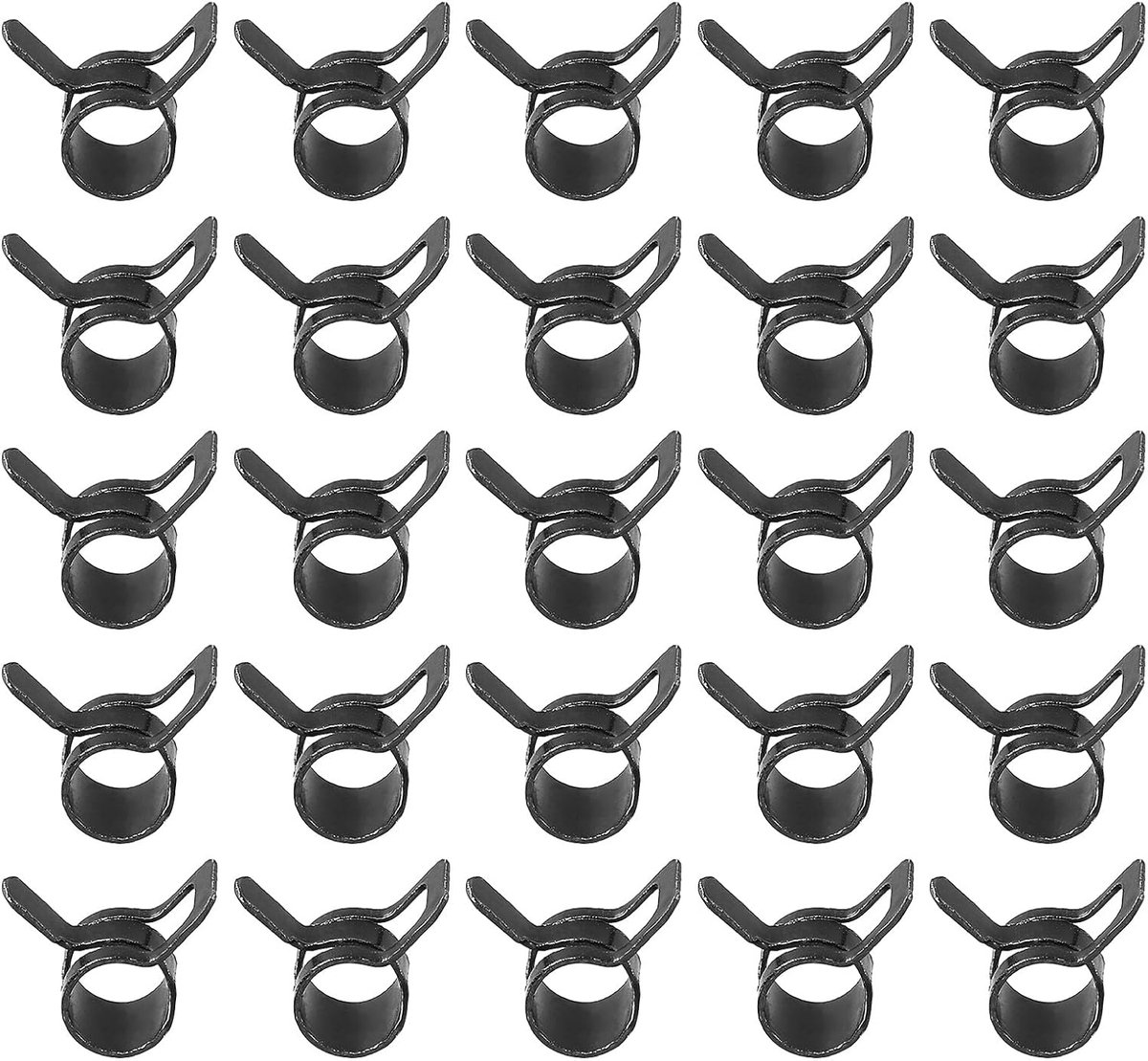 Veerband slangklemmen voor 5-6 mm OD-slang, 25 stuks siliconen vacuüm constante spanning bandclips voor brandstofleiding, siliconen luchtslang, waterpijp, zwart