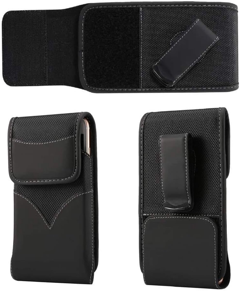 Style Nylon Belt Holster with Swivel Metal Clip voor HiSense A5 (2019) - Black