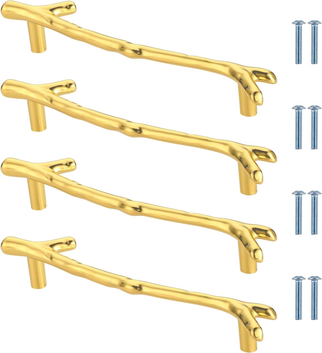 Handgrepen voor Bakvormen van Hars, 4 Stuks Keukengrepen in Takvorm, Keukengreep van Roestvrij Staal, Gatafstand 128mm, met 8 Schroeven (Goud)