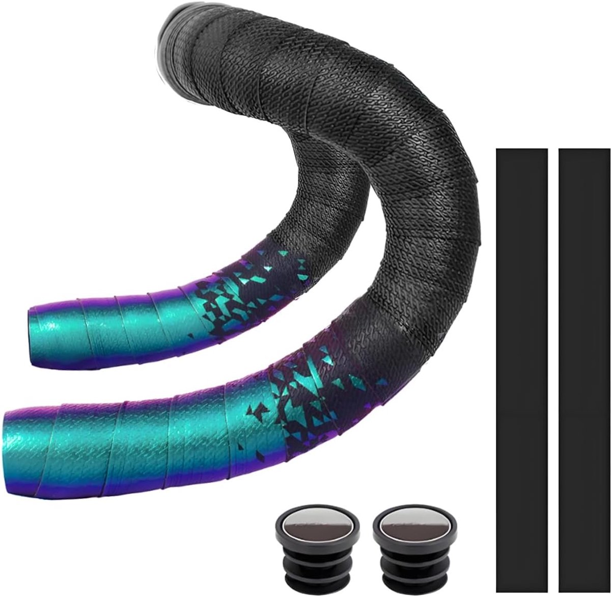 2 rollen fietsstuurband PU stuurbanden racefiets lederen fietsstuurband fietsen gripband antislip schokabsorberend plakband comfortabele stuurtape met 2 stuks stoppen