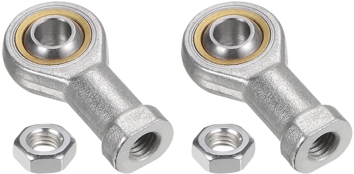 2 stuks scharnierlagers Si8T/K 8 mm met binnendraad M8 x 1,25 rechts, gietijzeren behuizing en borgmoer inbegrepen