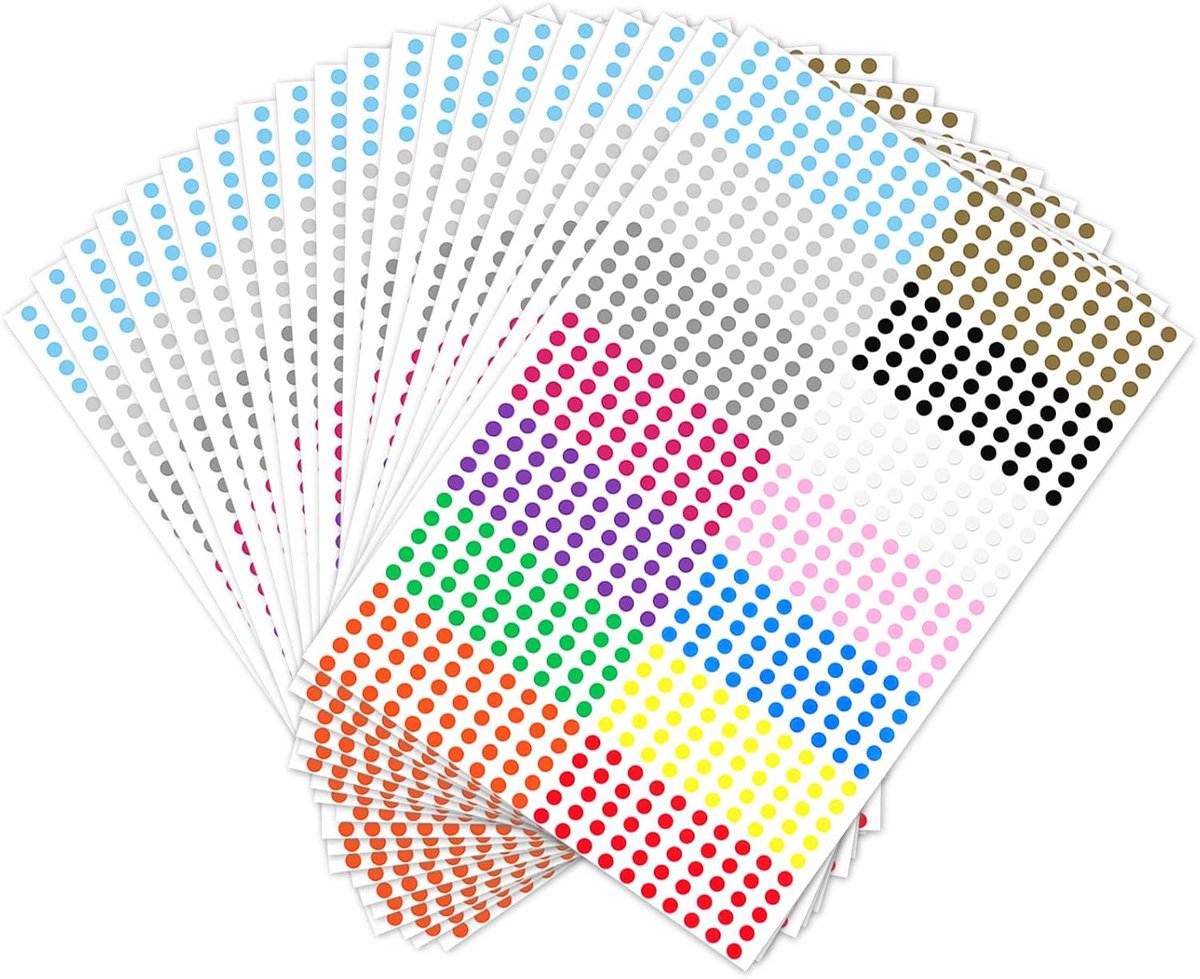 Stickers (20 Vellen), Verwijderbare Kleurcode Stickers, PVC Vinyl Plakkers voor Kantoor Organisatie, Planner en School
